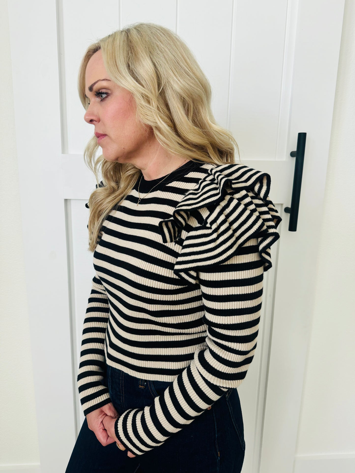 Stripe & Frill Top