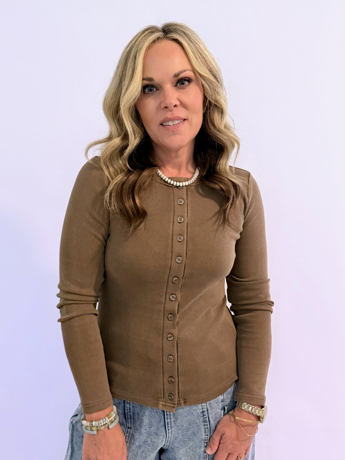 Everyday Button-Down Knit Top