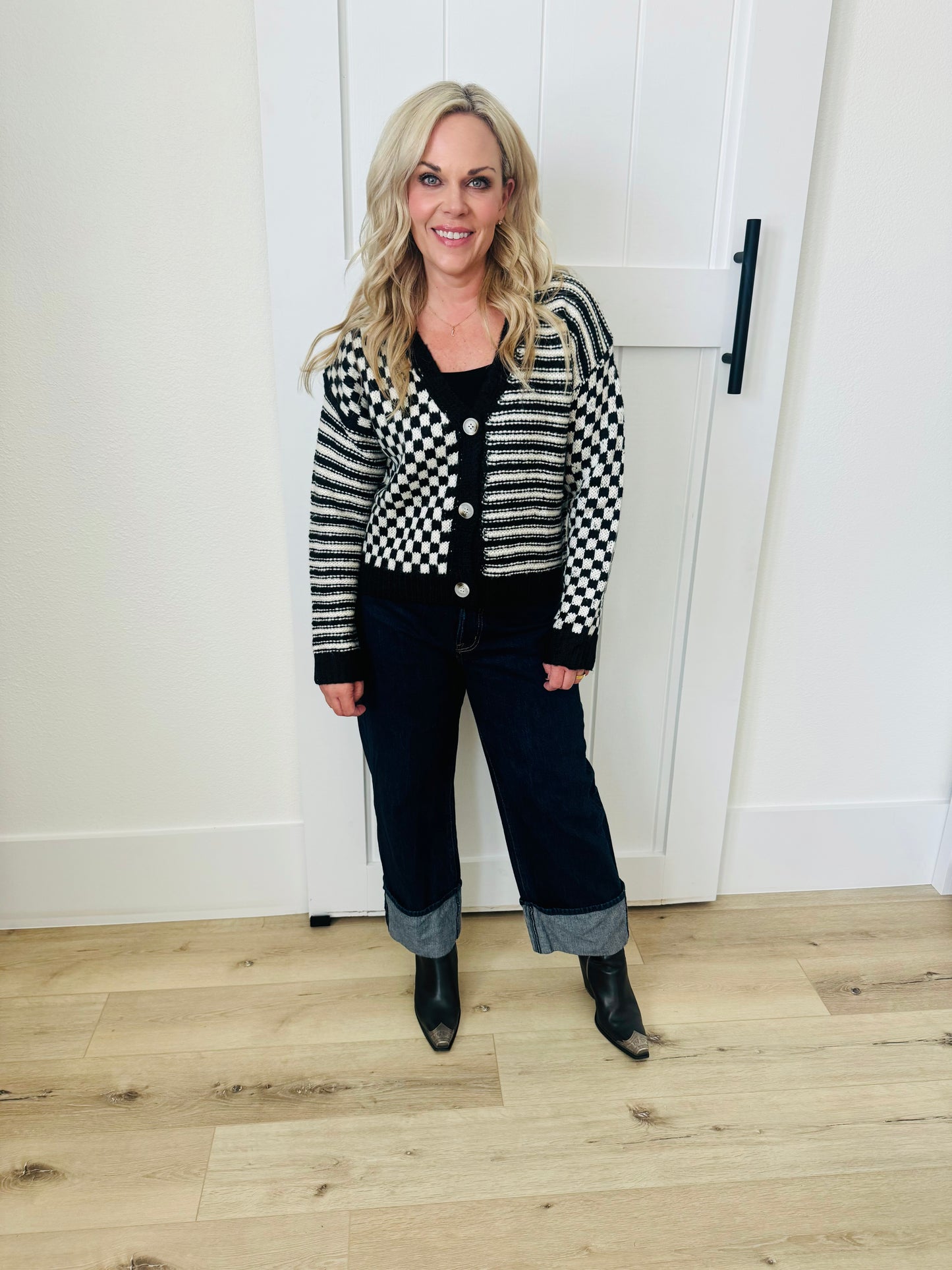 Checker & Stripe Cardigan