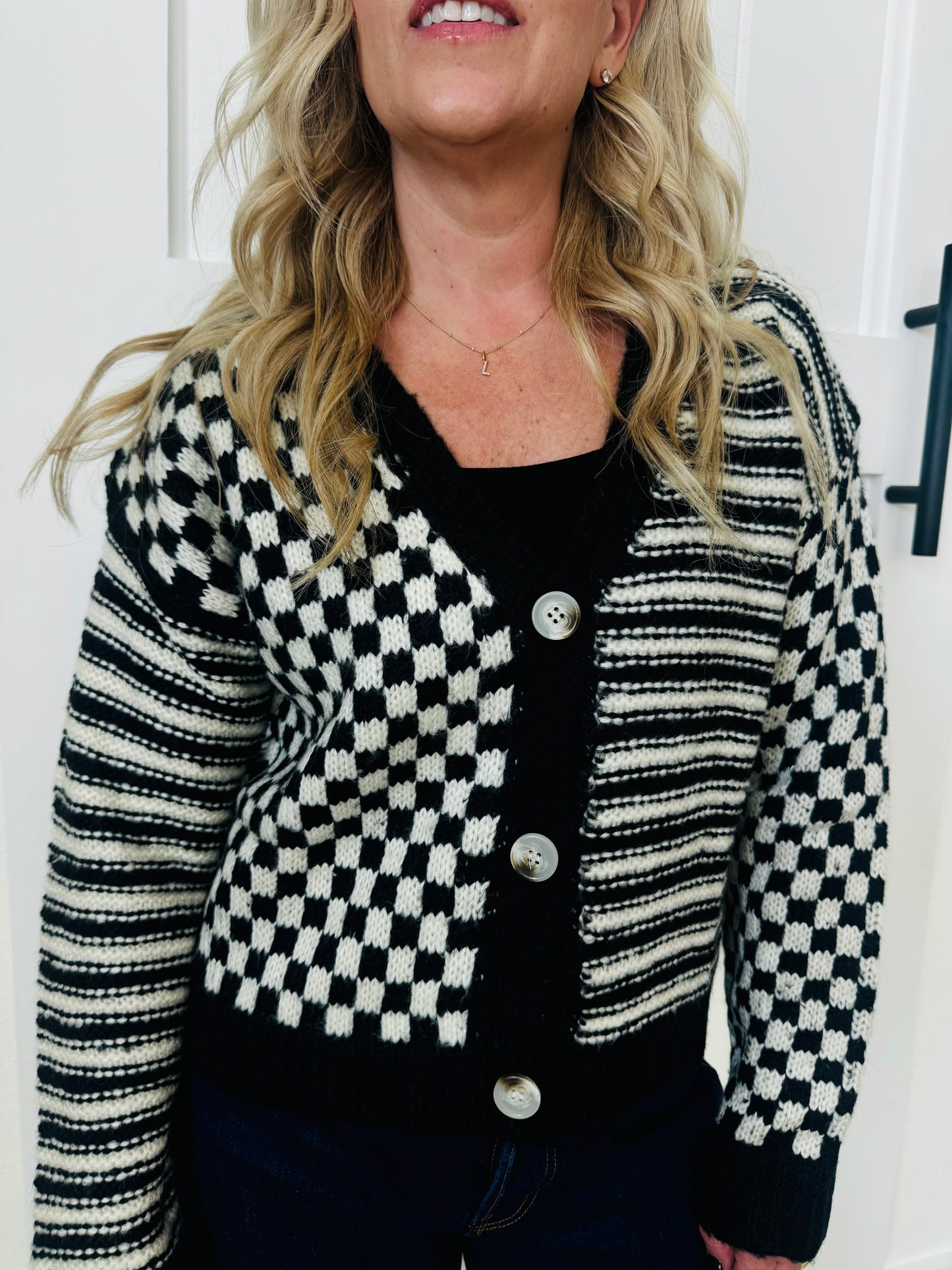 Checker & Stripe Cardigan