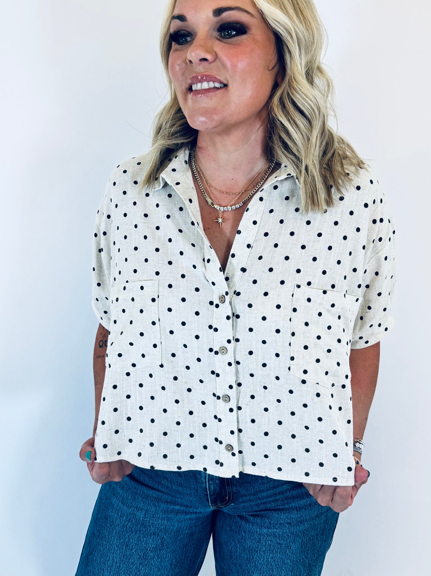 Downtown Polka Dot Blouse