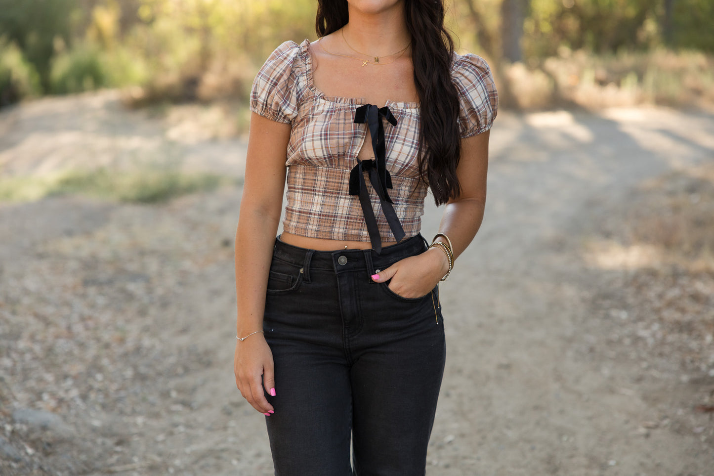 Plaid Bow Top