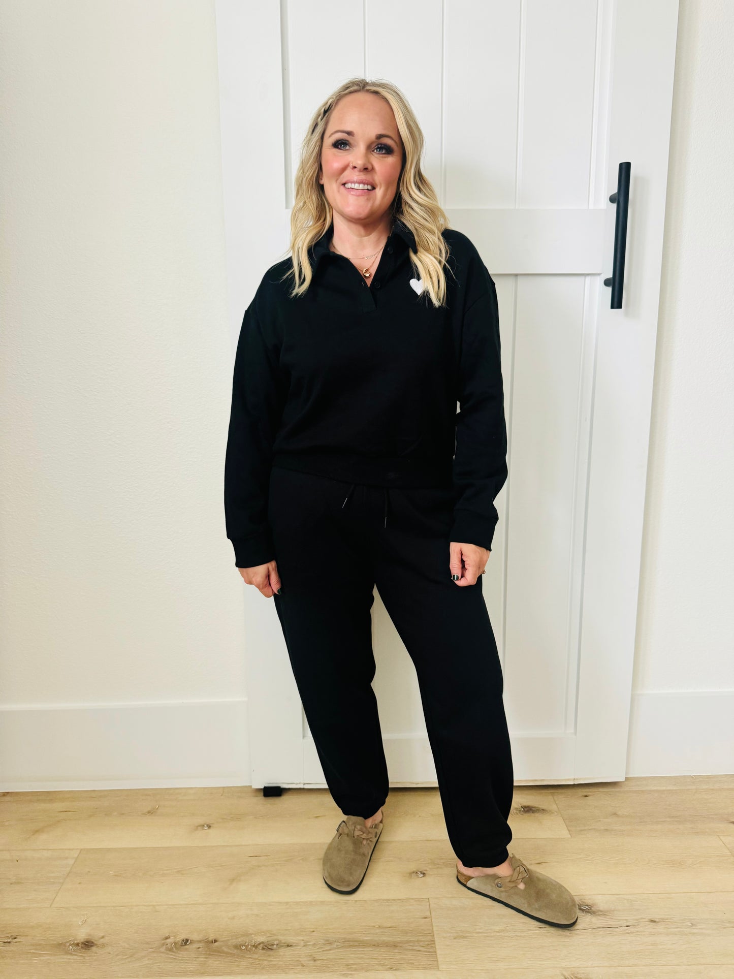 The Heart Polo Sweatshirt- Black