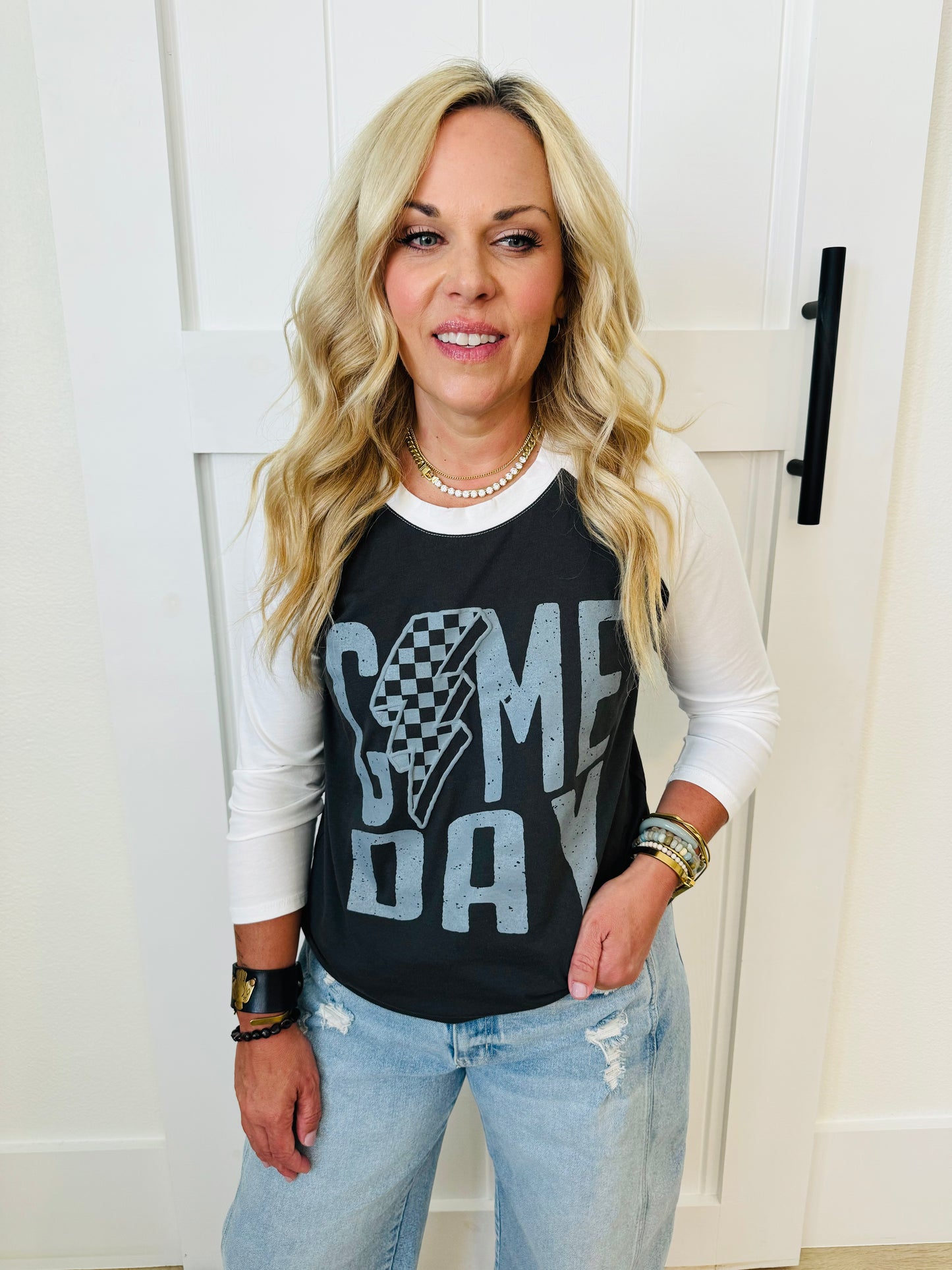 Gameday Bolt Graphic T- white sleeve