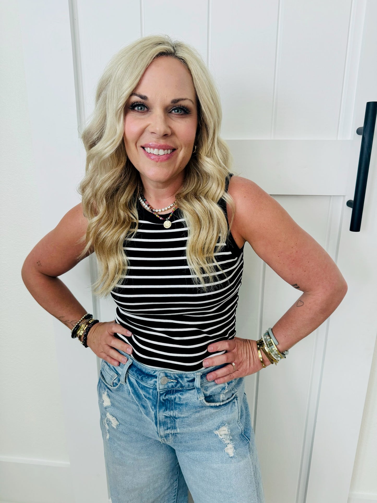 Basic Built in Bra Striped Tank