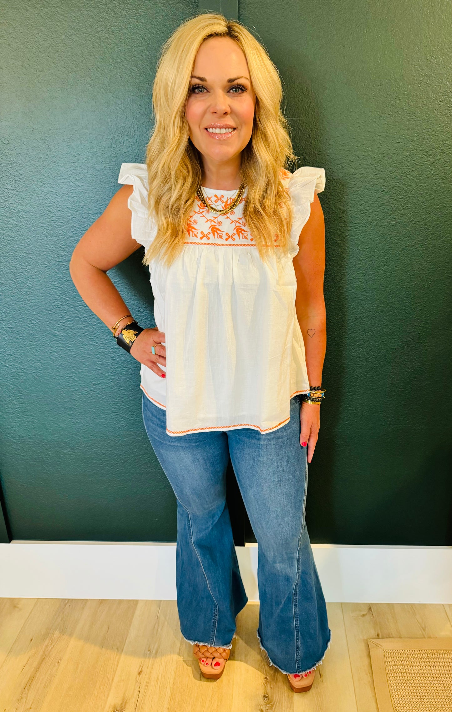 Embroidered Sleeveless Top