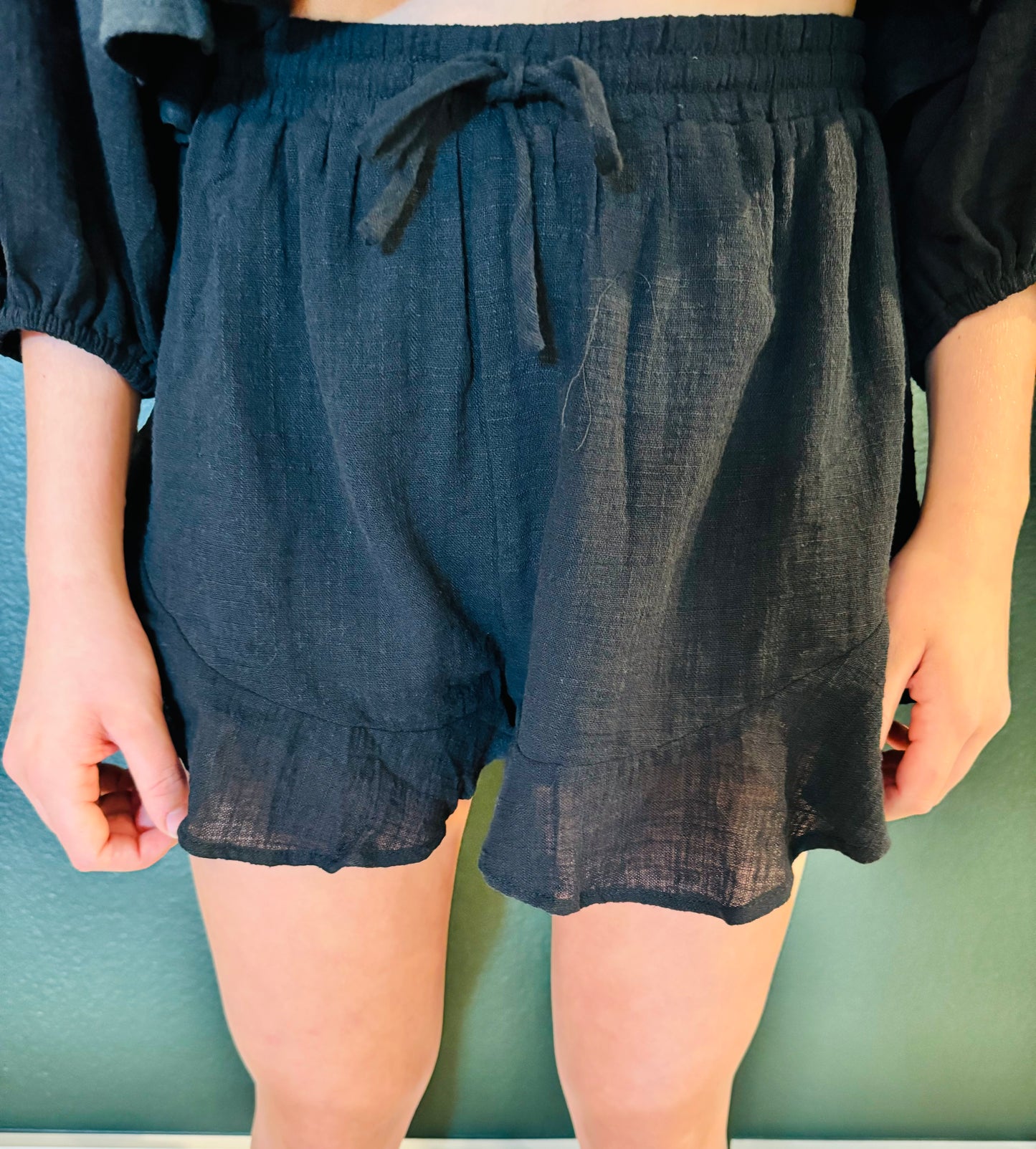 Ruffled Crop Top and Shorts Set