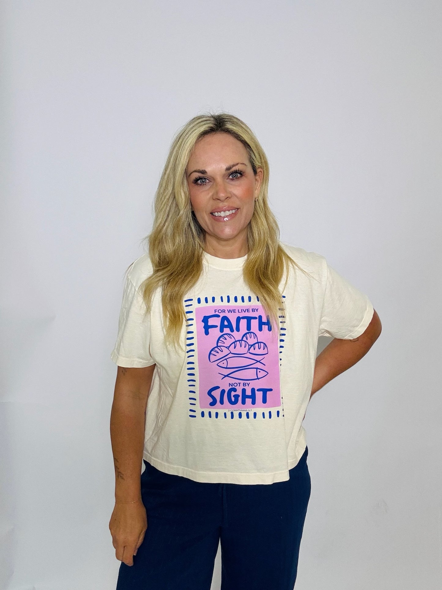 For We Live By Faith Cropped Tee
