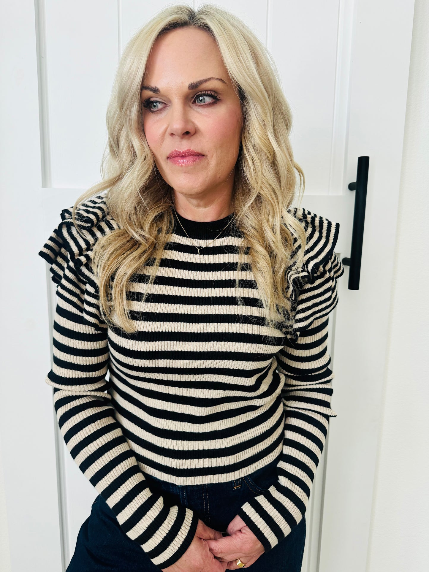 Stripe & Frill Top