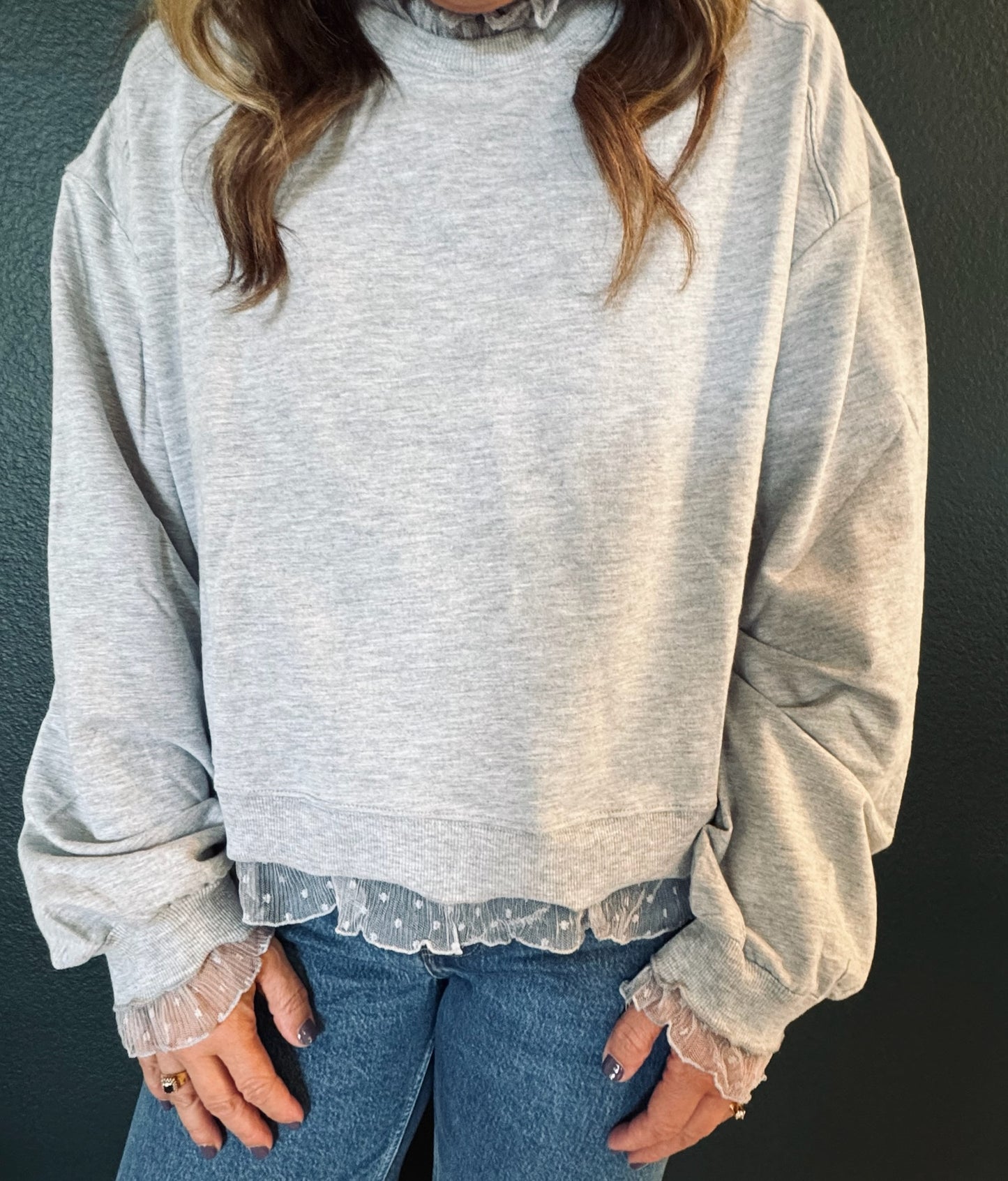 Ruffle Edge Layered Sweatshirt
