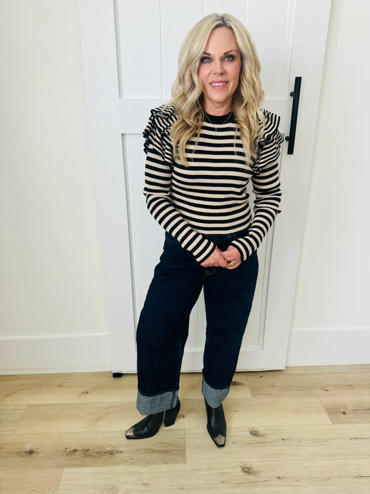 Stripe & Frill Top