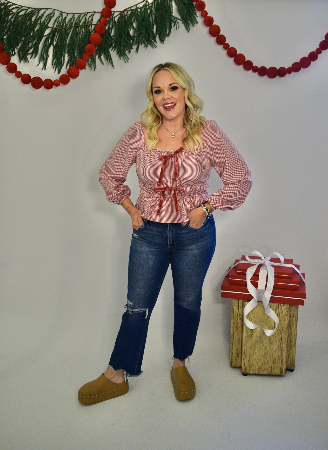 Winterberry Gingham Top