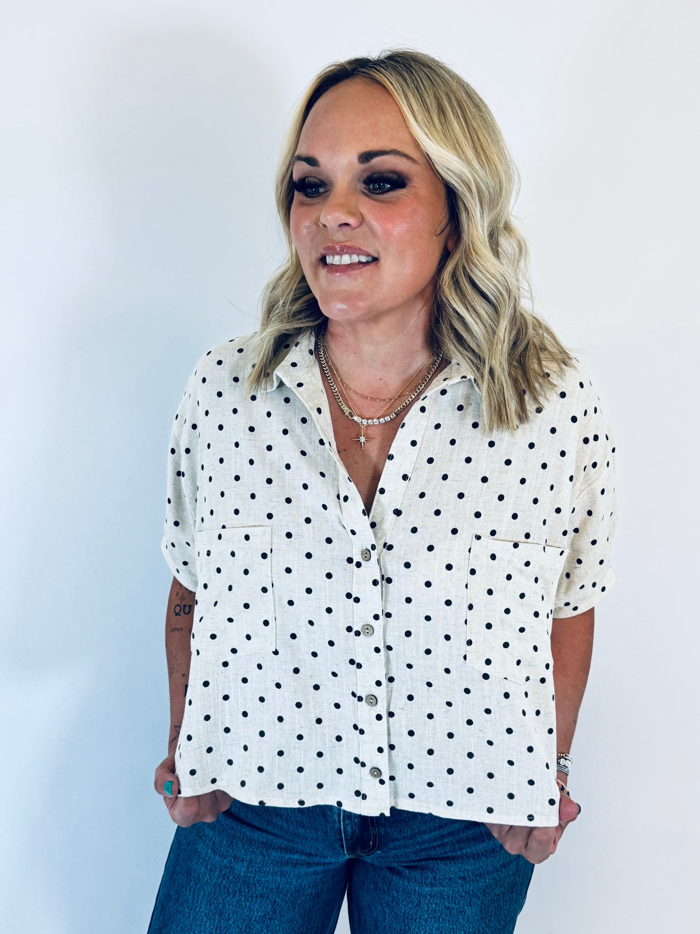 Downtown Polka Dot Blouse