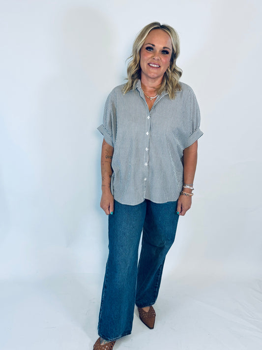 Easy Button Stripe Blouse