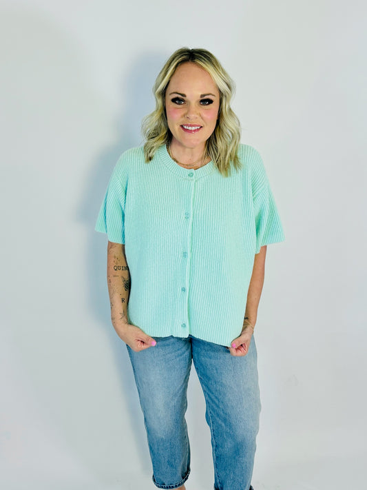Mint Breeze Button Knit