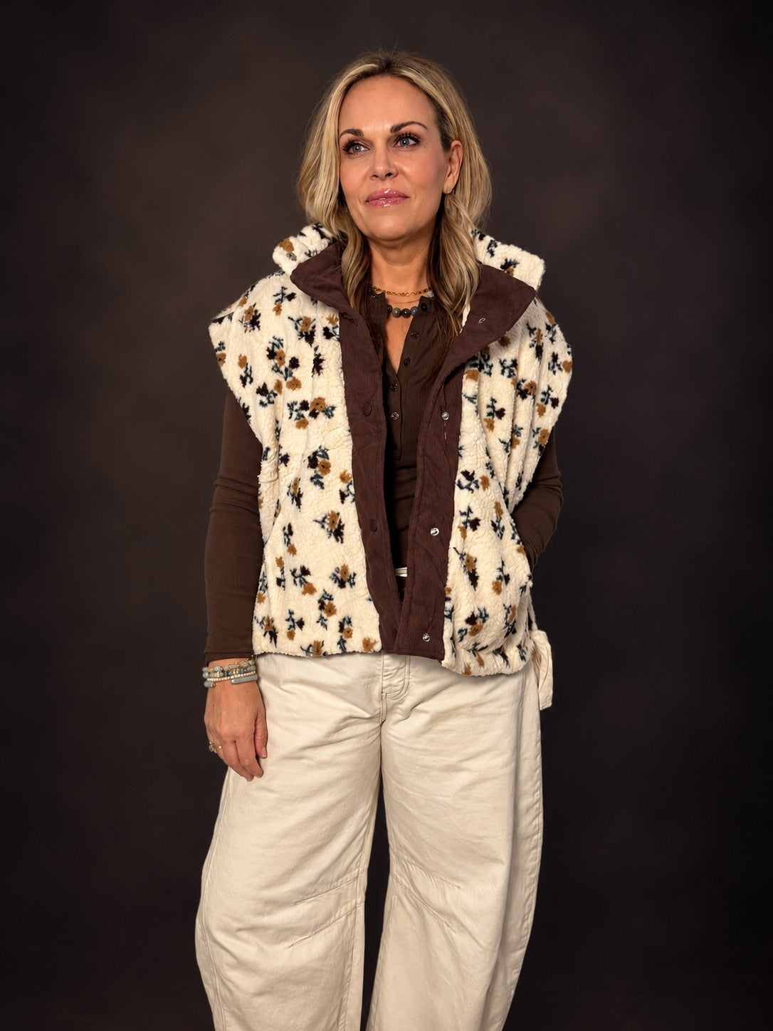 Floral Sherpa Vest