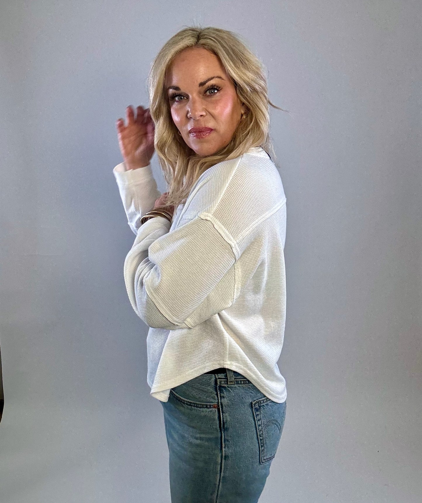 Oversized Waffle Knit Top