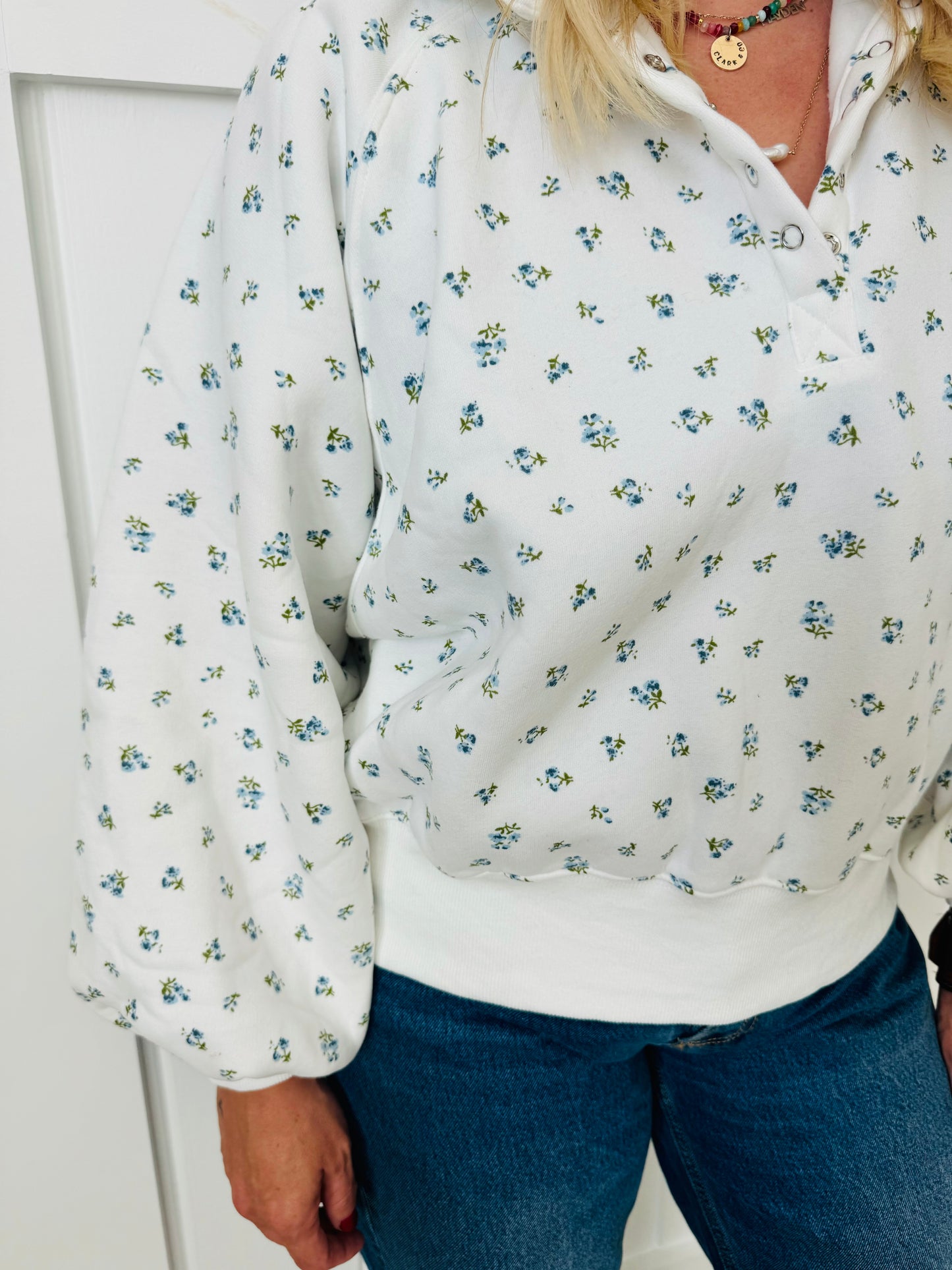 Logan Snap Button Floral Sweatshirt