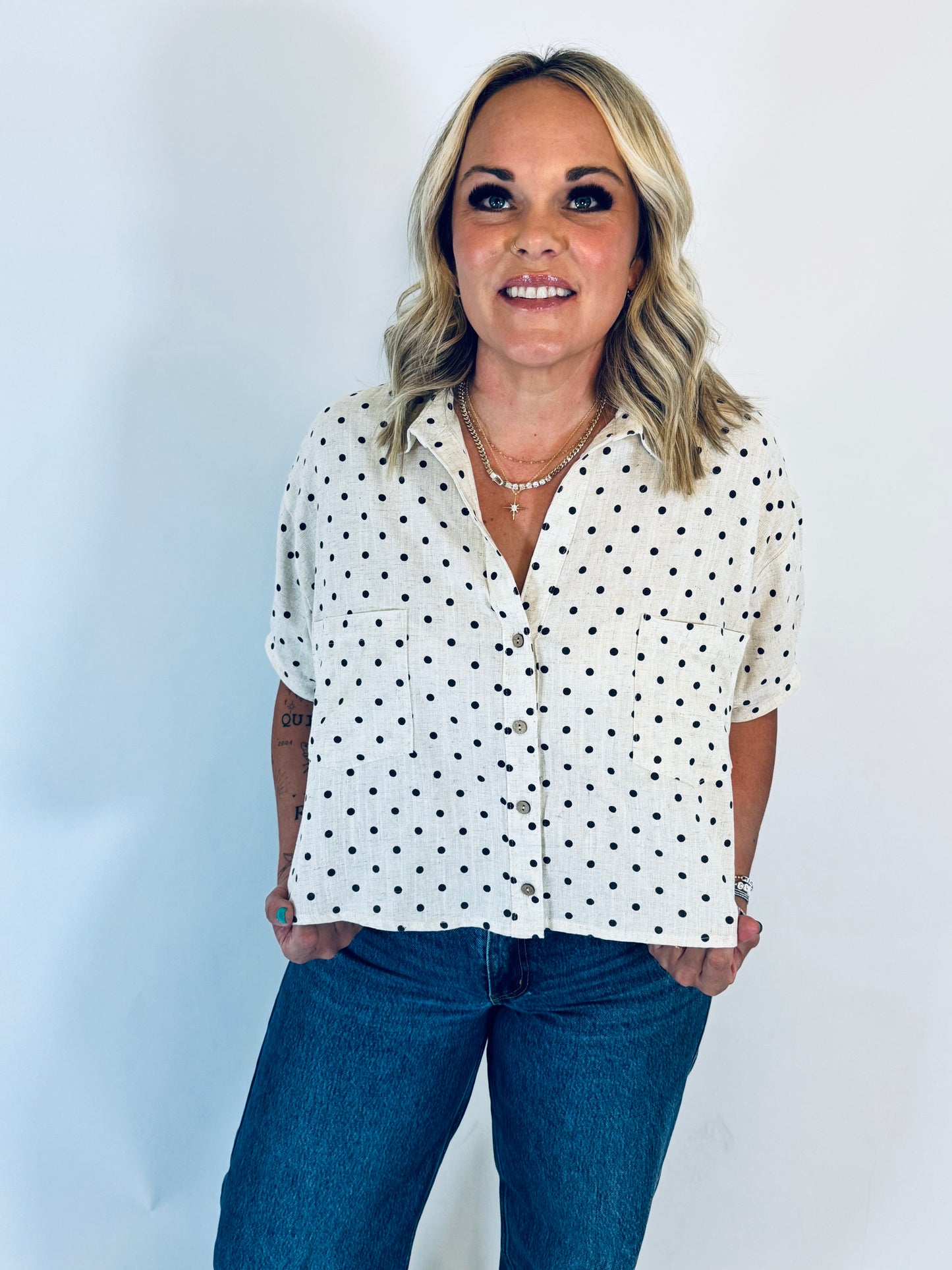 Downtown Polka Dot Blouse