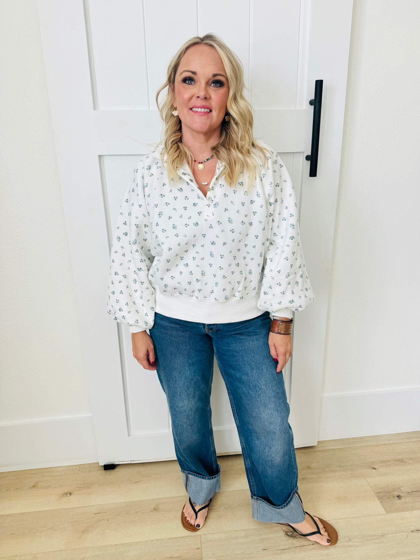 Logan Snap Button Floral Sweatshirt