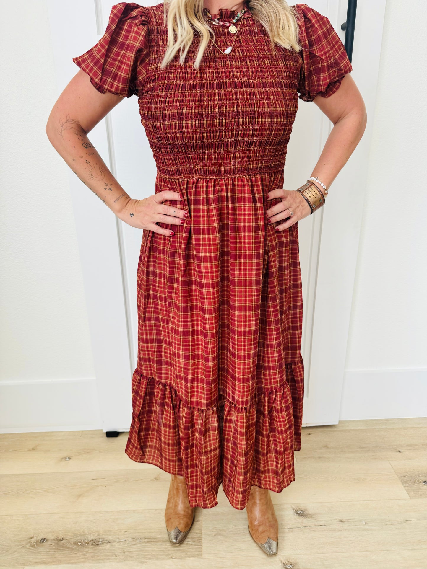 Plaid Smocked Dress