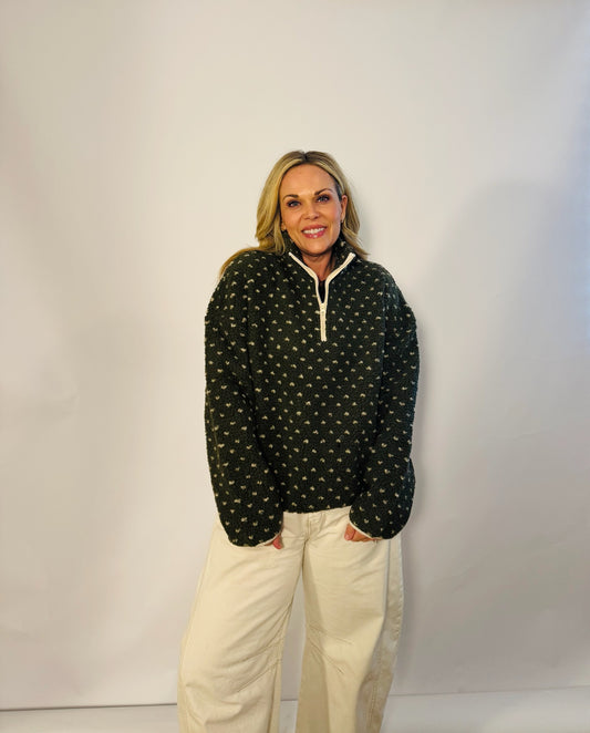 Polka Dot Half Zip Pullover