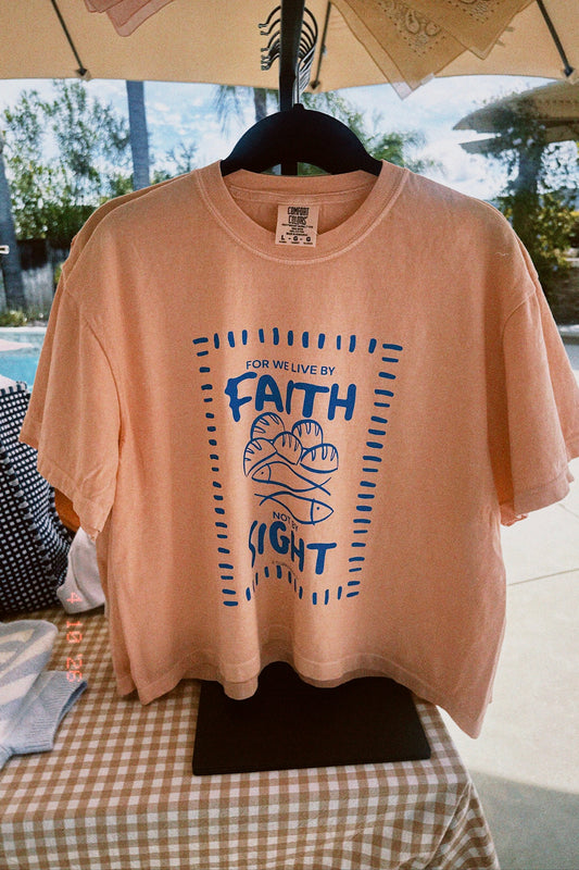 For We Live By Faith Cropped Tee