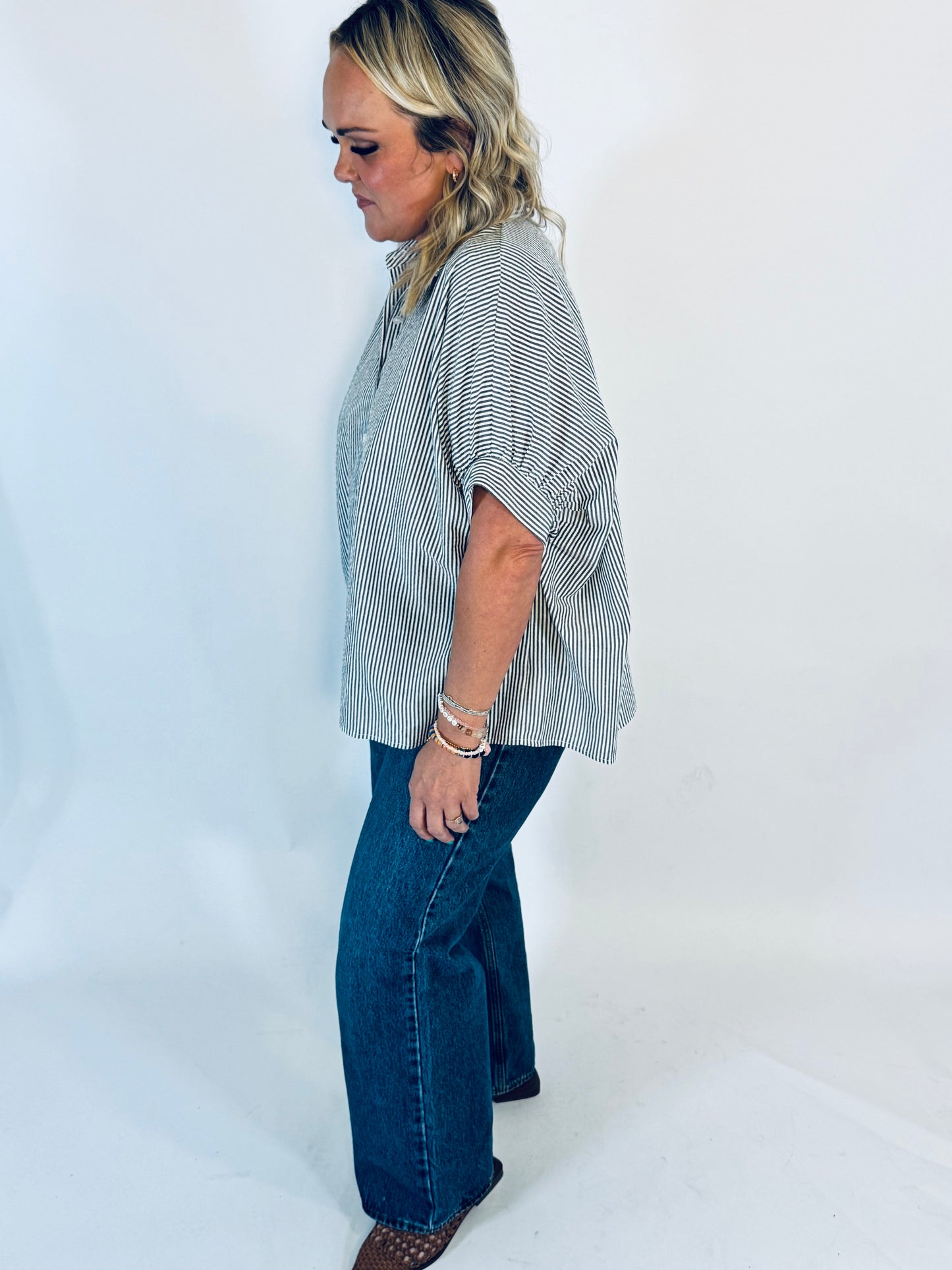 Easy Button Stripe Blouse