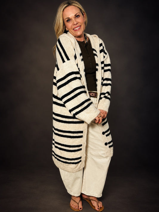 Striped Longline Cardigan