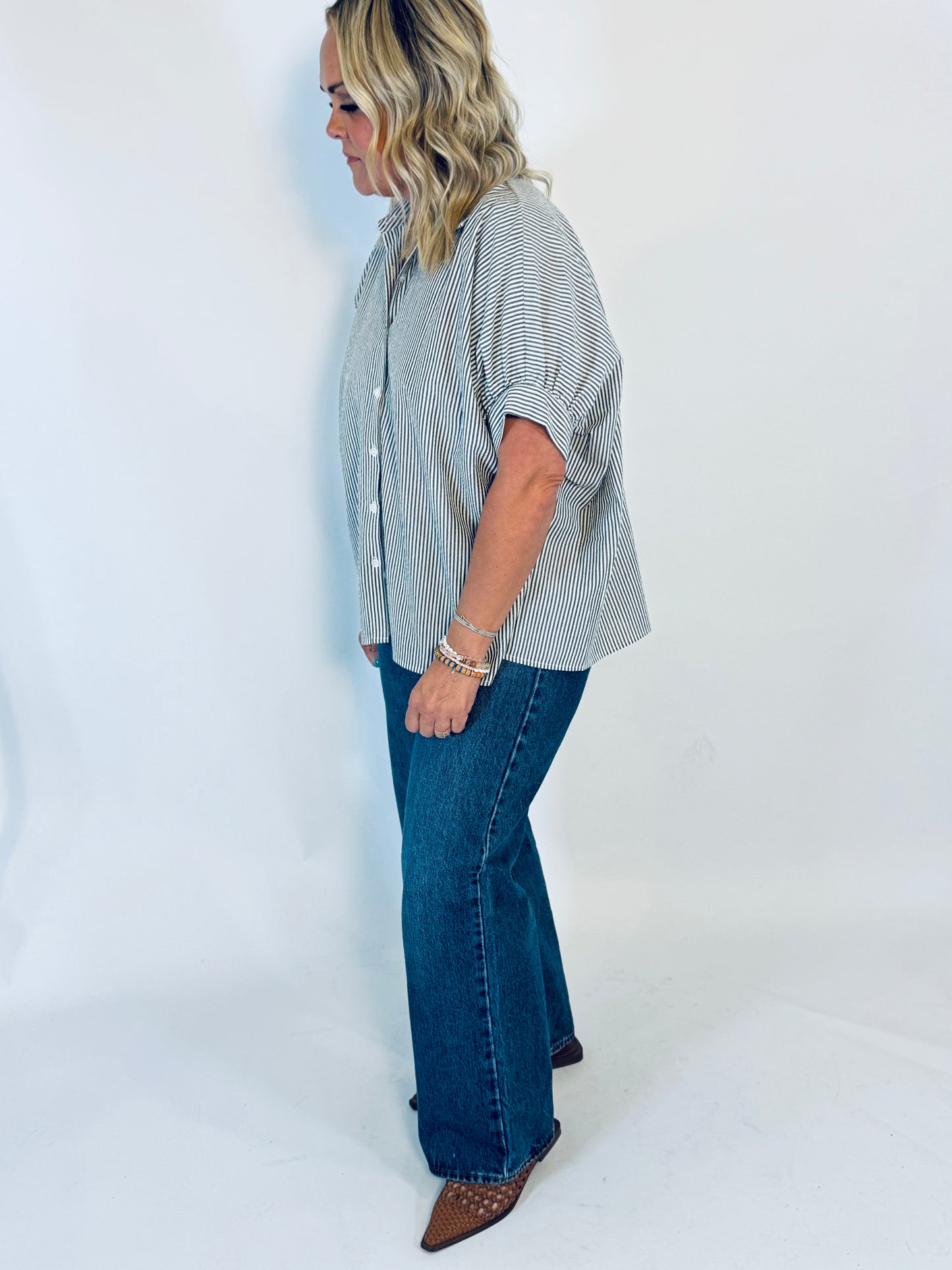 Easy Button Stripe Blouse
