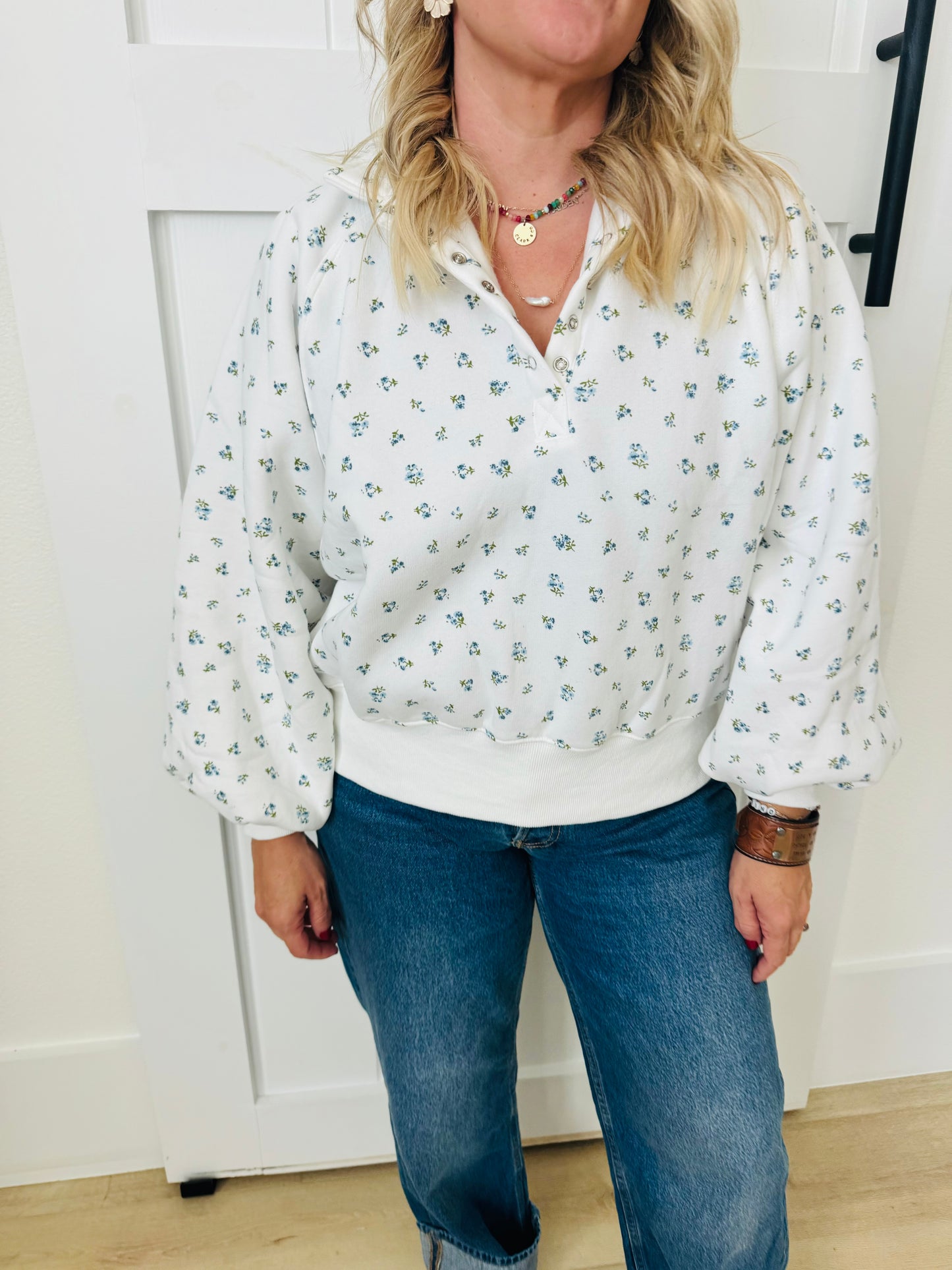 Logan Snap Button Floral Sweatshirt