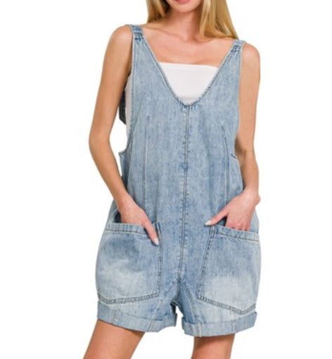 Short Denim Overalls