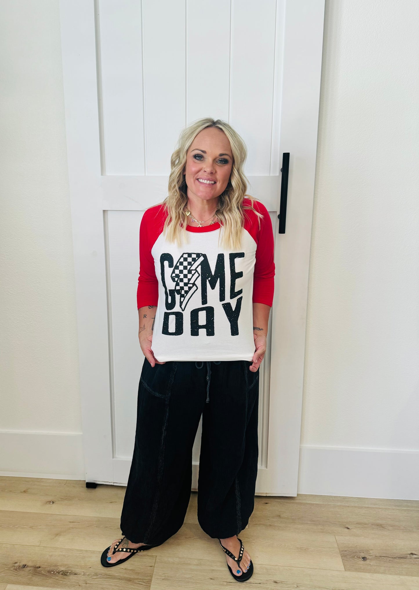 Gameday Bolt Graphic T- red sleeve