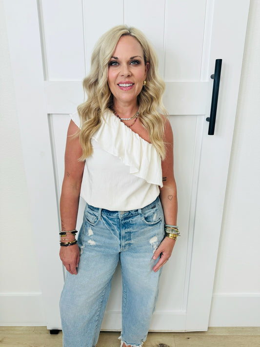 Ruffled One Shoulder Top